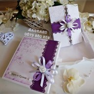 Сватбени покани в бяло и лилаво, снимка 2 - Покани - 18094992