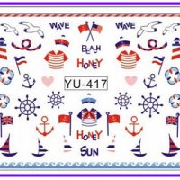 YU417 морски котва рул флаг лодка чайка водни стикер слайдер ваденки за нокти маникюр, снимка 1 - Други - 22297414