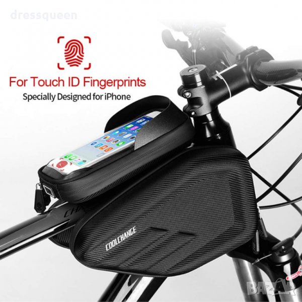 12023 Чанта за рамка на велосипед с джоб за телефони от 4,7 до 6,2 инча, снимка 1