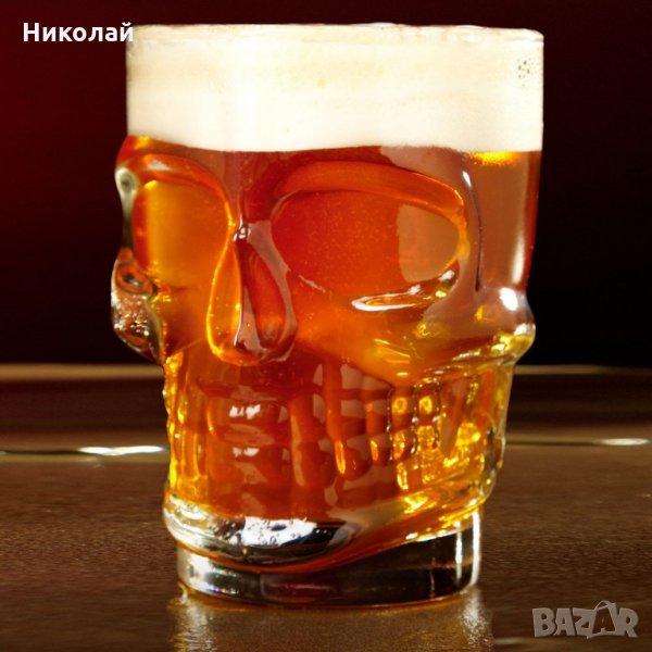 Стъклена халба череп чаша за бира , вино 500 мл., снимка 1