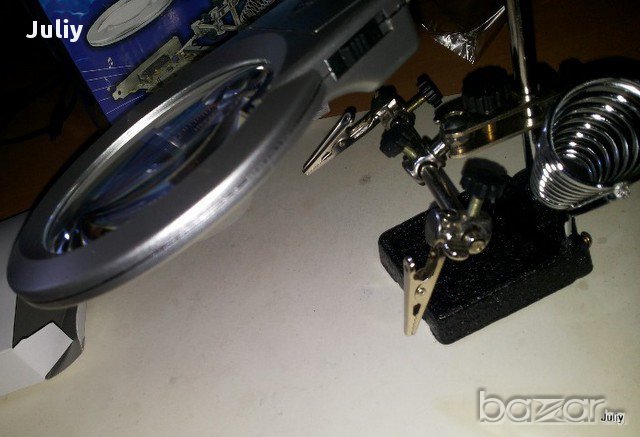 Стойка за поялник с лупа , работна светлина и щипки - тип трета ръка, снимка 7 - Поялници и запояване - 8433744