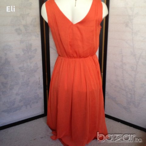 Елегантна оранжева дамска рокля H&M , снимка 6 - Рокли - 17502459
