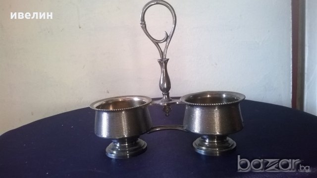 посребрена солница арт деко, снимка 3 - Антикварни и старинни предмети - 20435236