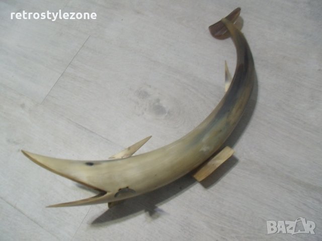 № 2545 стара голяма фигура от рог - риба  - дължина 57 см, снимка 4 - Други ценни предмети - 23747555