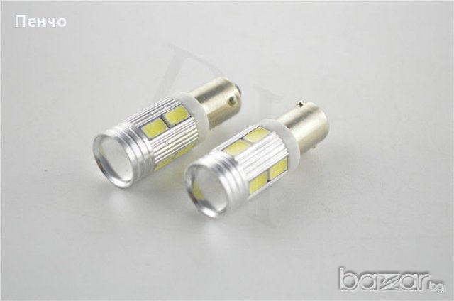 2 броя габарити BAX9S 10 LED диода с лупи, крушка, H6W-DC 12 V крушки , снимка 2 - Аксесоари и консумативи - 20574346