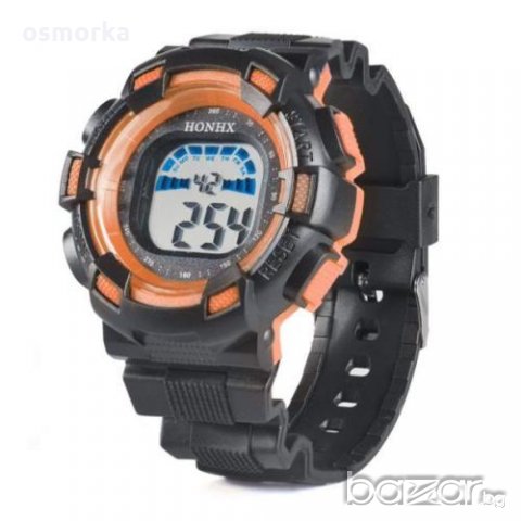 Нов спортен часовник Honhx двойно време аларма черен оранжев