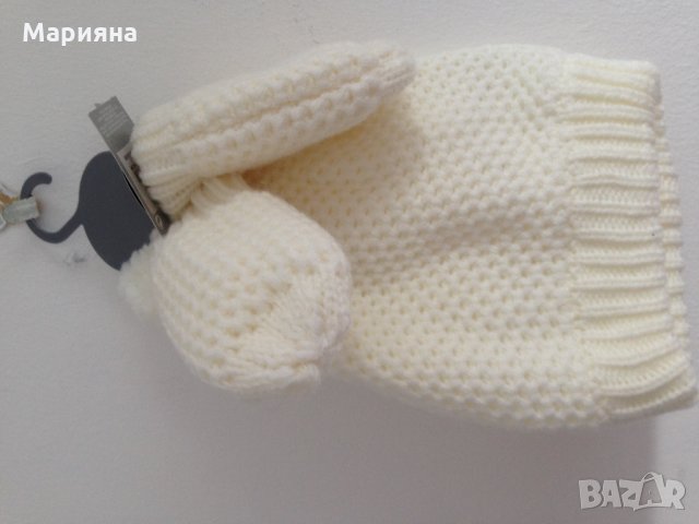 к-т бебешка зимна шапка и ръкавици, снимка 6 - Бебешки шапки - 24877536