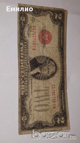 $ 2 Dollars 1928-D RED SEAL OLD US CURRENCY, снимка 3 - Нумизматика и бонистика - 16948273