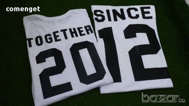 ЗА ВЛЮБЕНИ LOVE БЛУЗИ ЗА ВЛЮБЕНИ TOGETHER SINCE С ГОДИНА ПО ИЗБОР! ПОРЪЧАЙ С ТВОЯ ИДЕЯ!, снимка 3 - Блузи с дълъг ръкав и пуловери - 12135602