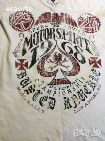 Мъжка тениска Affliction Motor Spirit White M Medium, снимка 4 - Тениски - 25976505