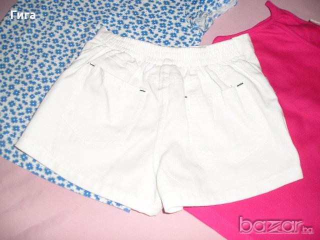 Бели къси панталонки + подаръци, снимка 3 - Детски къси панталони - 18193948