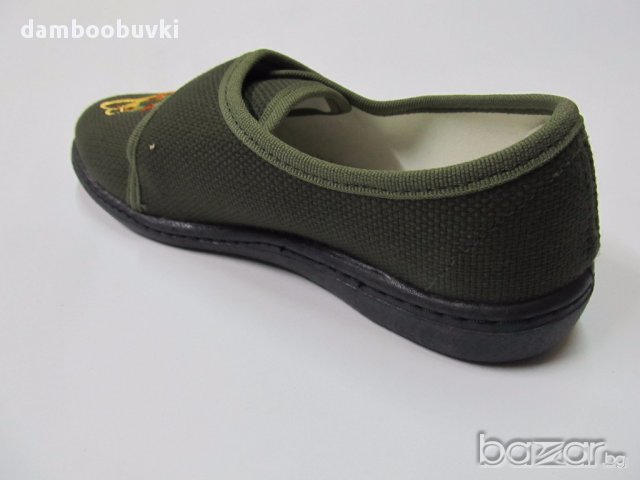 Български пантофи в зелено с паток, снимка 4 - Бебешки обувки - 17643834