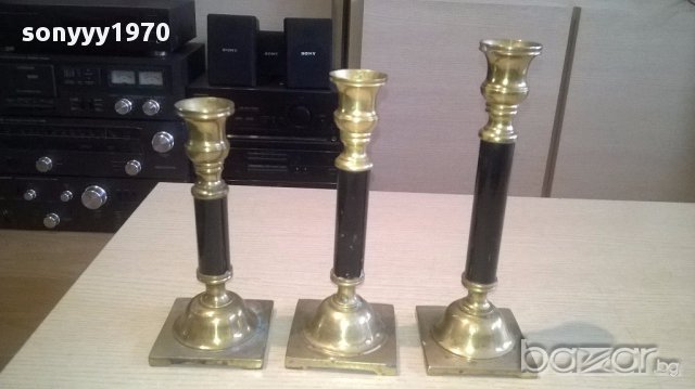 Ретро свещници-3бр 22/20/18х8х8см-внос швеицария, снимка 4 - Антикварни и старинни предмети - 17995103
