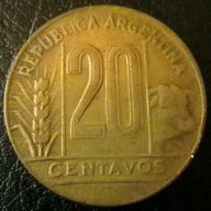 20 центаво 1948, Аржентина, снимка 1 - Нумизматика и бонистика - 15763415