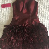 НОВА MORI LEE абитуриентска бална официална рокля тъмно червена S, снимка 2 - Рокли - 24383055
