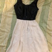 H&M Дамска рокля - черна кожа и бял шифон, снимка 1 - Рокли - 24854412