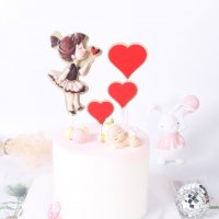 Момиченце и въздушни сърца сет картонени топери украса за торта парти рожден ден , снимка 1 - Други - 26176399