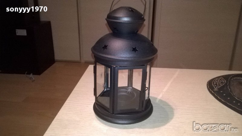Фенер-метален с стъкла 21х12см, снимка 1