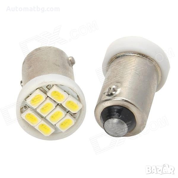LED Диодна крушка BA9S 0.8W 32lm 1206 8SMD led със цокъл бяла, снимка 1