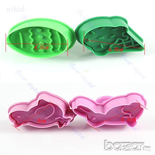 4 форми великденски яйце заек пиле сладолед бутало резец украса сладки торта фондан резци, снимка 1