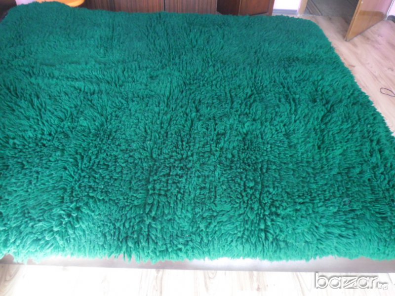 дългокосмест зелен  губер естествена вълна ръчно тъкан, снимка 1