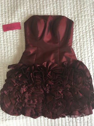 НОВА MORI LEE абитуриентска бална официална рокля тъмно червена S, снимка 2 - Рокли - 24383055