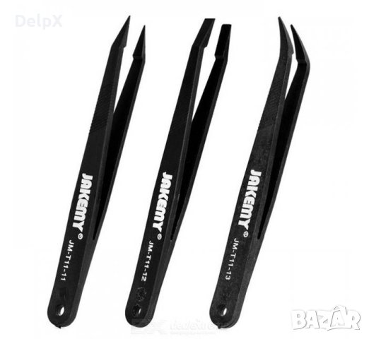 Пинсети антистатични до 250°C комплект 3бр.