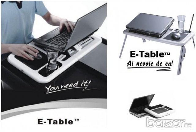 Нова маса за лаптоп с два вентилатора и подложка за мишка E-Table, снимка 7 - Лаптоп аксесоари - 11752539