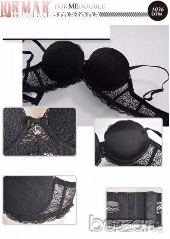 Lormar 65B,70B,75B,80B супер пуш-ап сутиен +2РАЗМЕРА вградени подплънки Лормар бриджитка дантела , снимка 3 - Бельо - 10294540