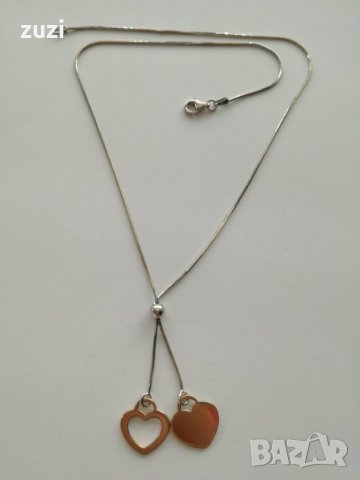  Сребърно колие  със сърце - сребро проба 925 , снимка 3 - Колиета, медальони, синджири - 24487415