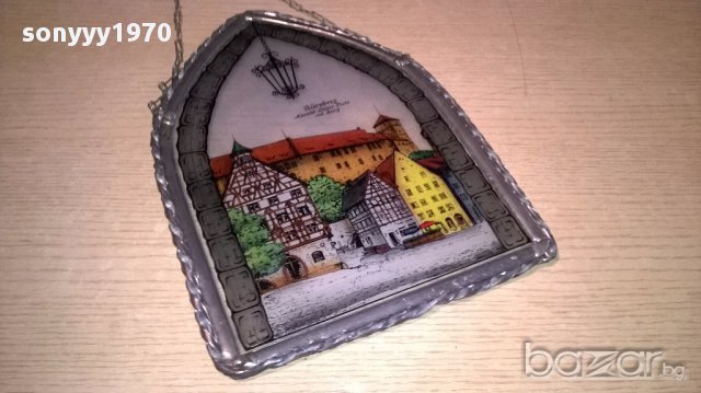 Nurnberg-germany-27х20см-витраж-ретро колекция-внос швеицария, снимка 5 - Антикварни и старинни предмети - 17306077