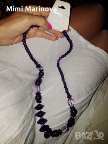 Гердан,тъмно лилав със светло лилави камъчета , снимка 2 - Колиета, медальони, синджири - 25257652