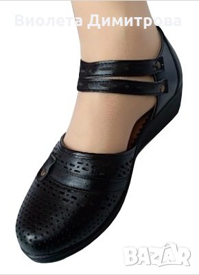 Черни дамски отворени обувки Езел със стелка comfort, снимка 1 - Сандали - 24927437