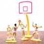 4 Баскетболисти и кош фигурки PVC пластмасови  за игра и украса торта топер баскетбол, снимка 2