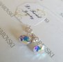Сребърни обеци на винт с кристали Swarovski Crystal, снимка 5