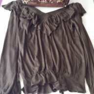 Кафява блуза с камъни, размер М, снимка 5 - Блузи с дълъг ръкав и пуловери - 18086319