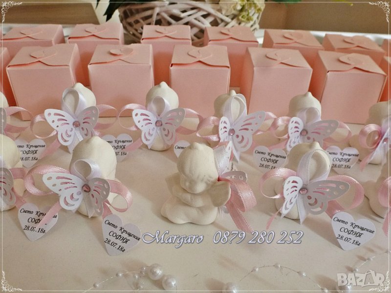 Ангелчета с кутийки - подаръчета за гости за кръщене розово, снимка 1