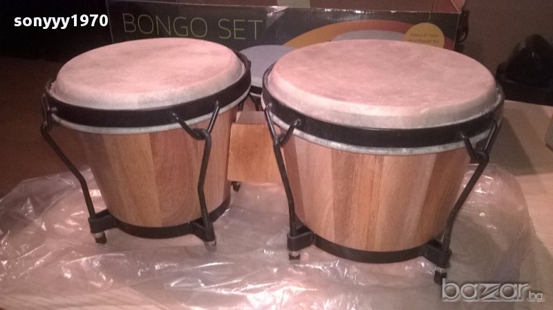 New bongos set+cd-40x23x19-made in germany-внос швеицария, снимка 1
