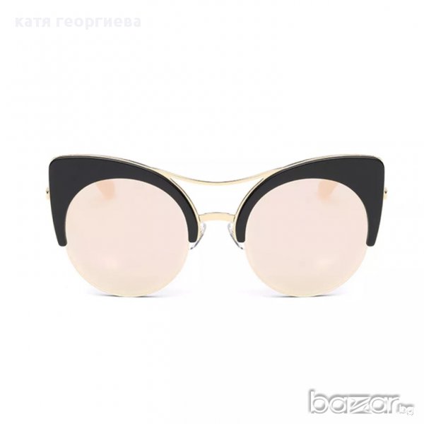 Котешки слънчеви очила черно с бледо розово огледални , снимка 1