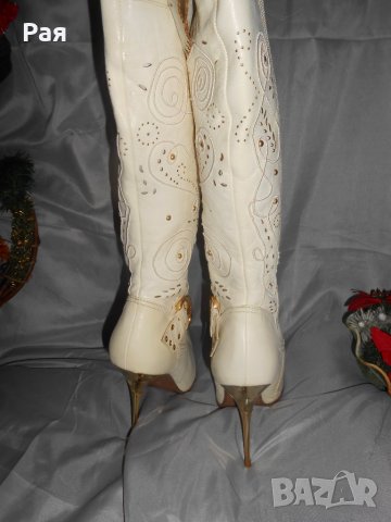 Елегантни кожени ботуши Fiorelli мръсно бели със златни елементи , снимка 11 - Дамски ботуши - 23847552