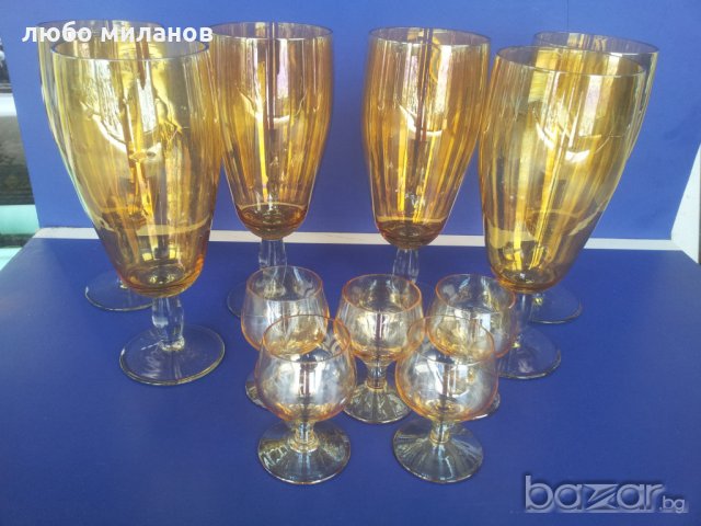 № 427 два вида перлени стъклени чаши, снимка 1