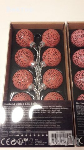 Светещ гирлянд/ лампички от 8 стъклени ЛЕД фигурални топки., снимка 9 - Лед осветление - 23394869