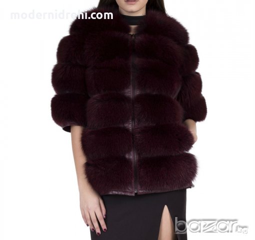 Дамско палто от лисица бордо, снимка 3 - Палта, манта - 20450317