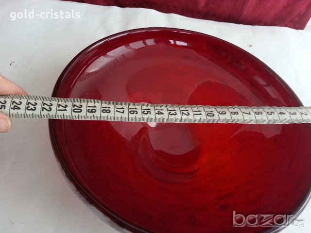 Кристална червена купа, снимка 3 - Антикварни и старинни предмети - 20026744