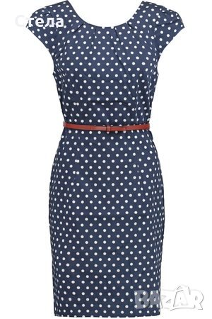 VERO MODA елегантна дамска рокля, нова, с етикет, тъмно синя, на бели точки, снимка 11 - Рокли - 23043781