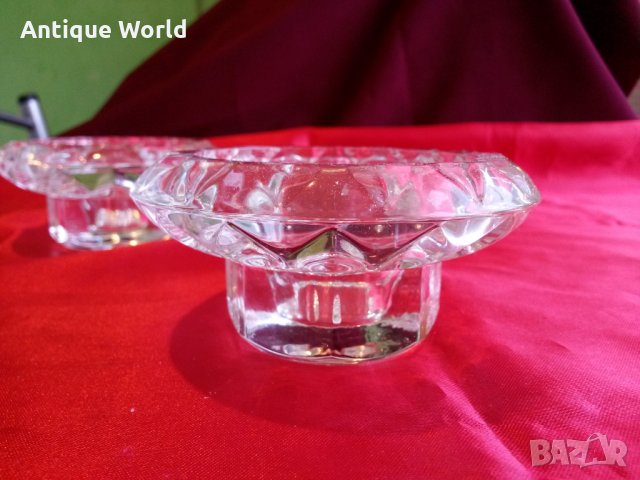 Комплект Свещници от Кристално Стъкло, снимка 2 - Антикварни и старинни предмети - 24894190