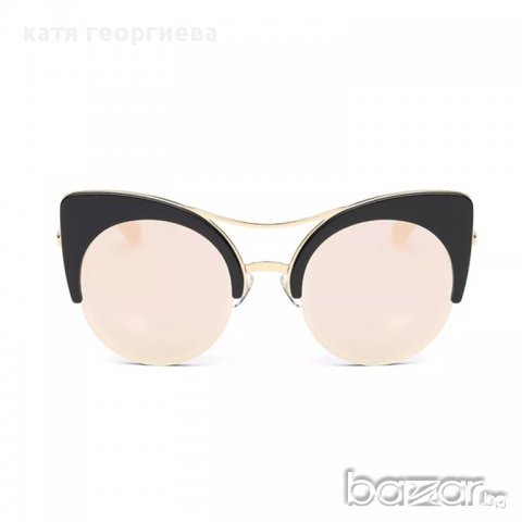 Котешки слънчеви очила черно с бледо розово огледални , снимка 1 - Слънчеви и диоптрични очила - 15060409