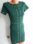 Зелена дамска рокля к перли, снимка 1 - Рокли - 23616357