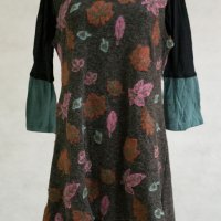Екстравагантна тъмнокафява рокля от две части на цветя марка Ian Mosh - S, снимка 2 - Рокли - 22732154