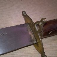 Стар нож индия-30см-дърво/метал/месинг-внос швеицария, снимка 9 - Ножове - 17807533